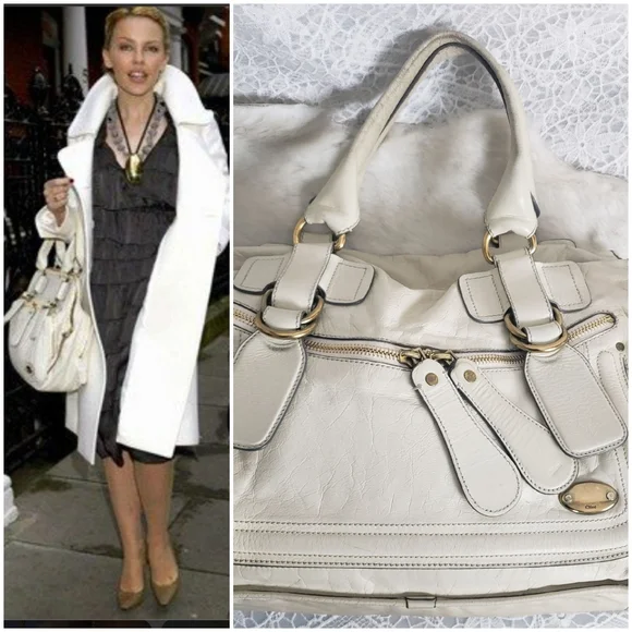 Chloe | Bags | Chloe Bay Satchel Ivory Cream Leather Tote Handbag